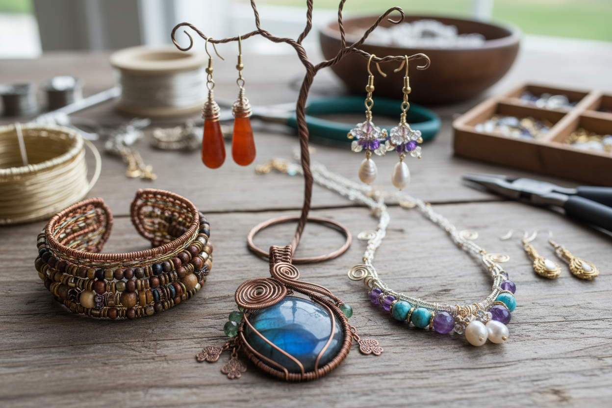 wire wrap and beaded jewelry